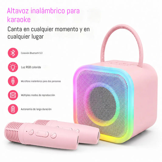 🎤🎶Un altavoz Bluetooth portátil e impermeable que se puede usar tanto en interiores como en exteriores y que cuenta con una luz ambiental de colores.