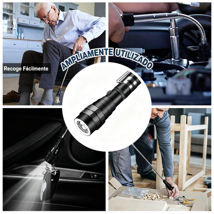 🛠🚗Varilla magnética para reparación de automóviles con tira telescópica flexible y luz LED 💡