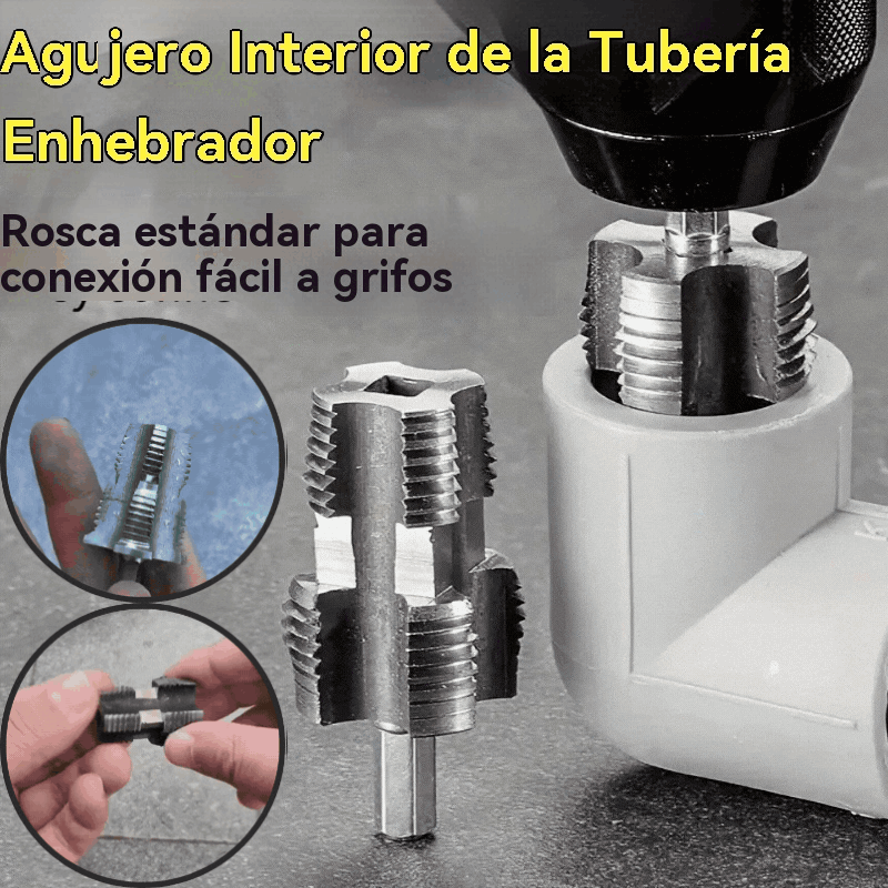 【Juego de herramientas para abrir roscas internas + orificios de roscas externas】 Accesorio de Roscado para Tuberías de Agua
