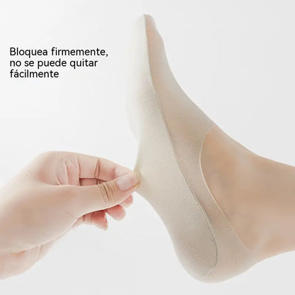 【10 pares 】 Calcetines de silicona antideslizantes, invisibles, superfinos y poco profundos para mujer