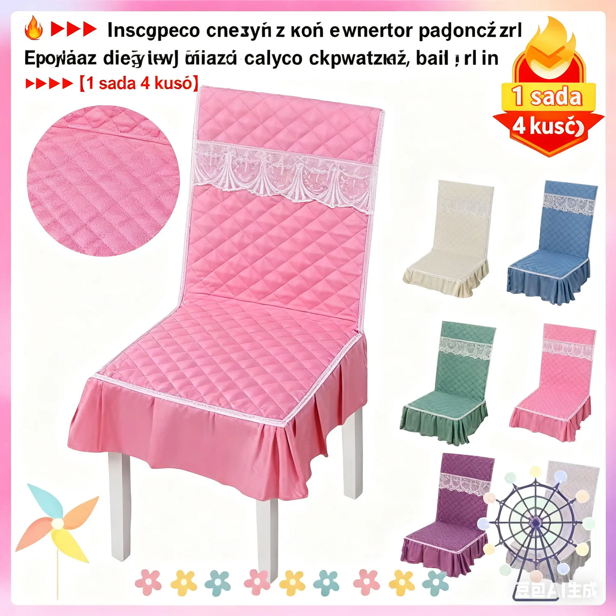 【4 kusy】Univerzální potah na židli jednodílný podsedák univerzální potah na stůl a židli protiskluzový potah na židle pro domácnost polštář na opěradlo