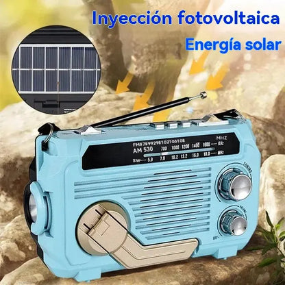 🔦 Radio de emergencia portátil con carga manual y luz LED