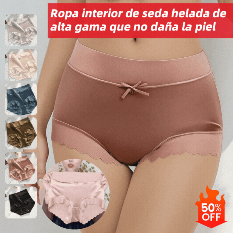 【6 piezas 27 euros】 Ropa interior de satén de seda suave, transpirable y elegante【40-75kg】