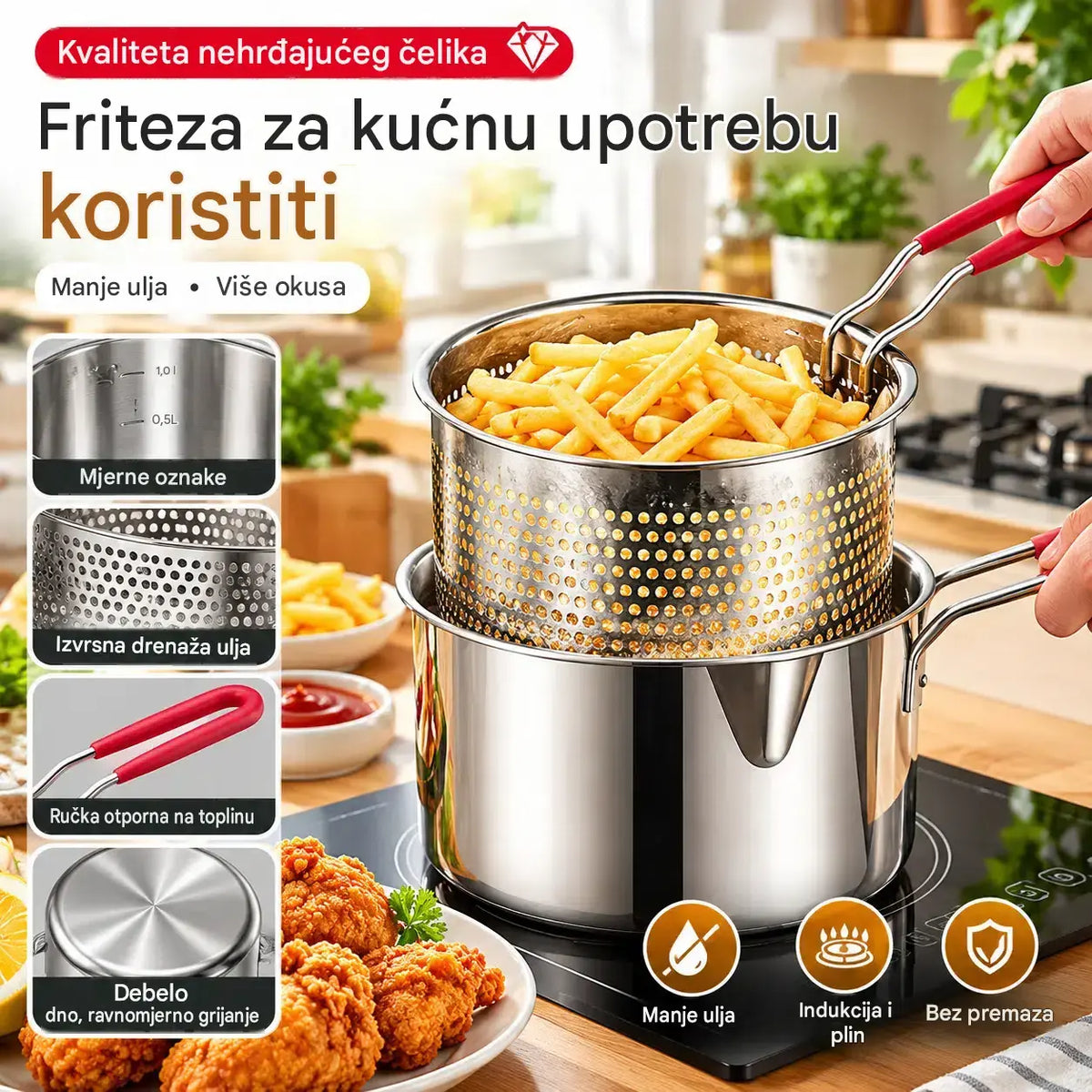🔥 ZADNJI DAN! -50% | Višenamjenska friteza 304 | Jednostavno, brzo i bezbrižno kuhanje 🍳