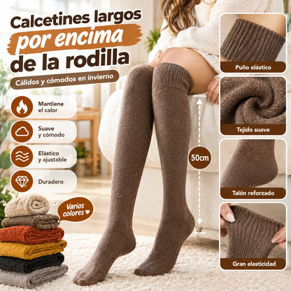 【2 pares】Calcetines largos gruesos de color liso de invierno