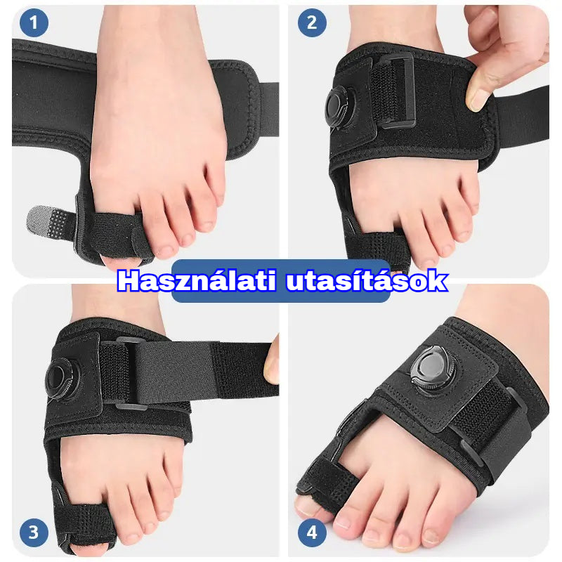 👣【2 egység】Professzionális ujjkorrekció állítható gombbal, rögzítő sínnel és ujjszétválasztóval, fájdalomcsillapítás, univerzális méret