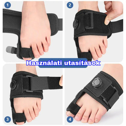 👣【2 egység】Professzionális ujjkorrekció állítható gombbal, rögzítő sínnel és ujjszétválasztóval, fájdalomcsillapítás, univerzális méret