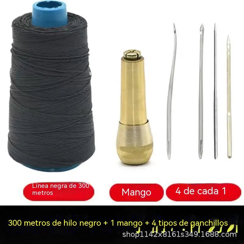 ✨¡50% DE DESCUENTO AHORA!✨ Juego de 5 piezas de lezna para coser cuero con hilo encerado: herramientas de costura manual para marroquinería.