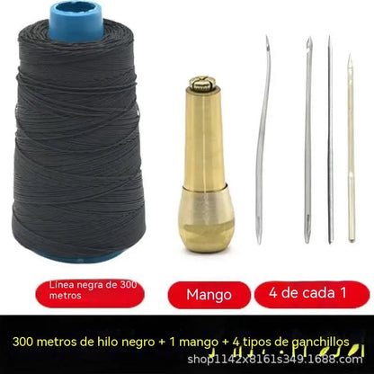 ✨¡50% DE DESCUENTO AHORA!✨ Juego de 5 piezas de lezna para coser cuero con hilo encerado: herramientas de costura manual para marroquinería.