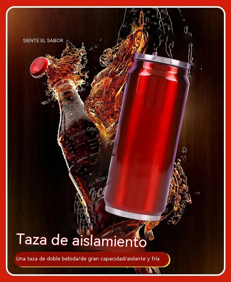 🥤 Vaso térmico de acero inoxidable de doble capa con forma de lata de refresco