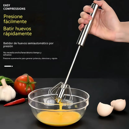 【 Conjunto de 3 piezas】Batidor de huevos semiautomático de acero inoxidable