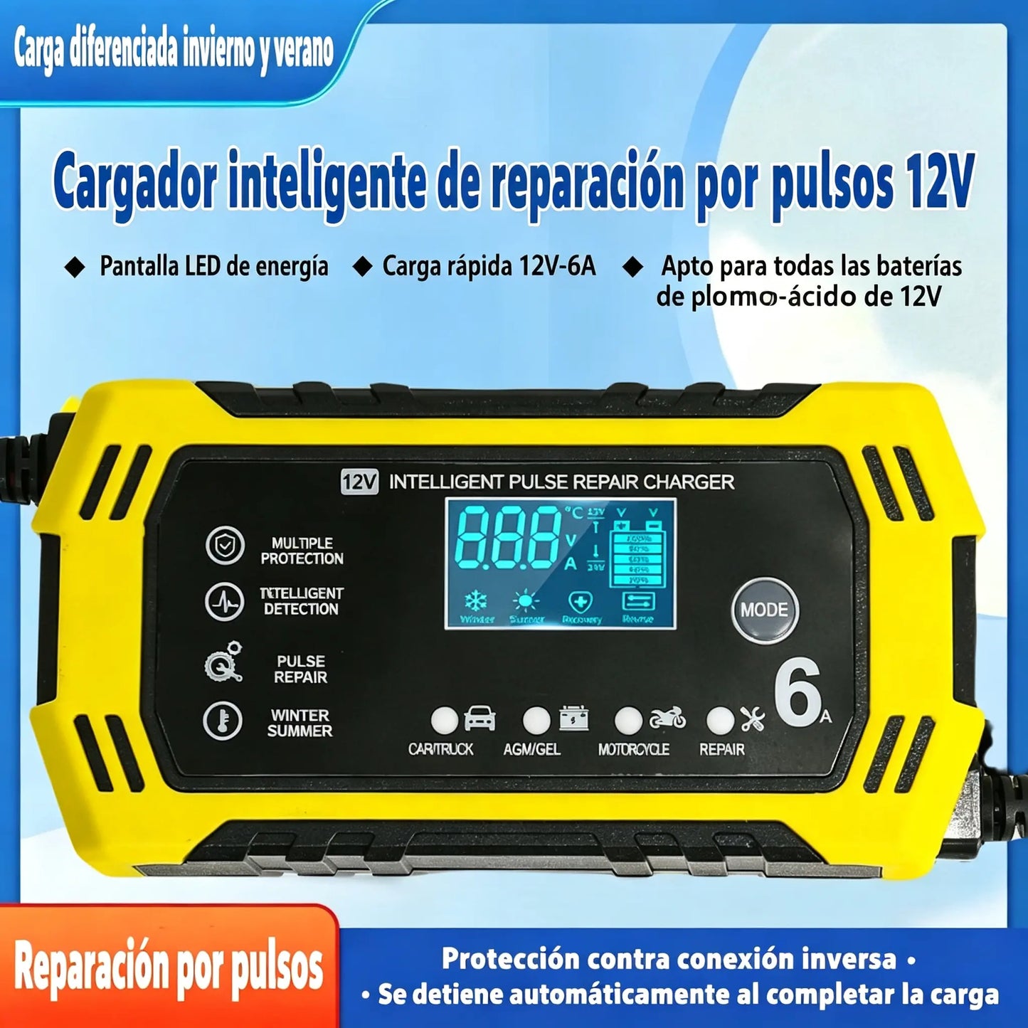 🔋Cargador y mantenedor de baterías inteligente