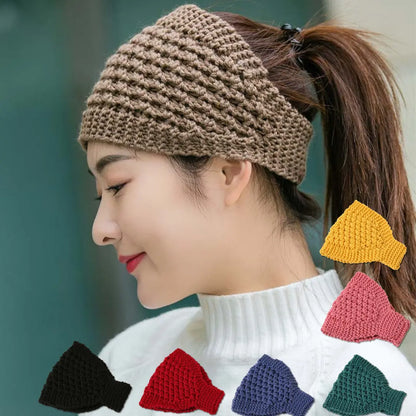 【Juego de 5 piezas】Diadema elástica ancha de lana cálida tejida a mano para otoño e invierno, adecuada para yoga y correr