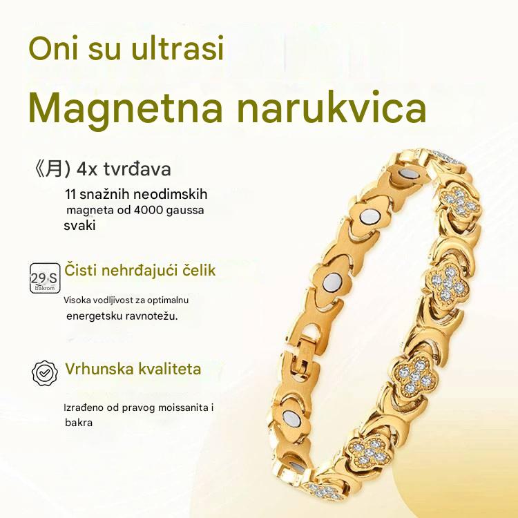 Magnetna narukvica Clover Diamond - Otkrijte svoju tajnu za ublažavanje stresa, magnetsko poboljšanje dobrobiti