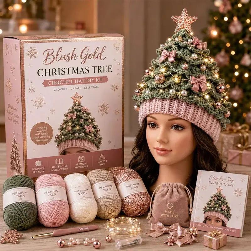 🧵🎄Oblíbená sada na háčkování vánočního stromečku a čepice