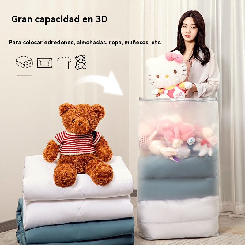 🧳【4 piezas】💨 Bolsa de almacenamiento al vacío grande y compresible: no requiere bomba, es a prueba de fugas e ideal para ahorrar espacio en maletas y en casa ✈️【1 pieza de cada talla】