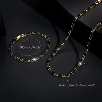 ✨【Collar + Pulsera】1 juego 25 euro📢📢 Juego de joyas deslumbrantes para hombre: diseño llamativo con circonita cúbica, estilo urbano sofisticado y ajuste regulable ⛓️