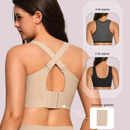 【Juego de 2 piezas】Sujetador sin aros para mujer de tallas grandes | Sujeción completa, cómodo y transpirable | Efecto lifting | Tallas S-4XL (Adecuado para un peso de 35 a 105 kg)