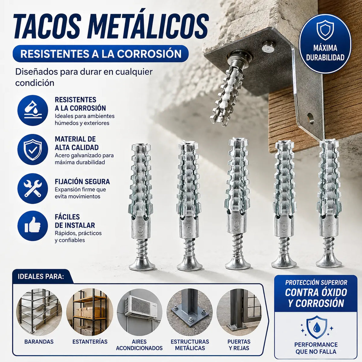 【100 juegos 27 euros】 Anclaje metálico dentado súper resistente para fijaciones firmes en cualquier pared