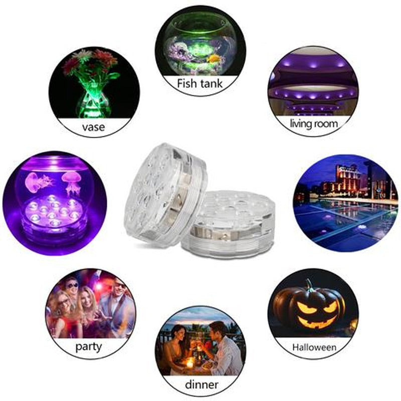 💥💯【2 piezas】Luces LED sumergibles impermeables con control remoto para piscinas.