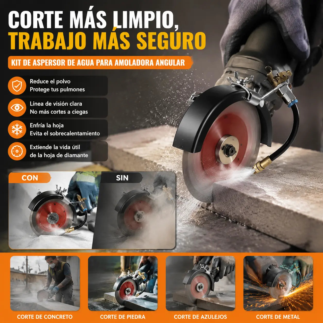 🔧 ¡50% DE DESCUENTO POR TIEMPO LIMITADO! ✨ Pulverizador de agua para removedor de polvo para máquinas de corte: dos modos de pulverización, tubo de aluminio flexible, antioxidante 💧