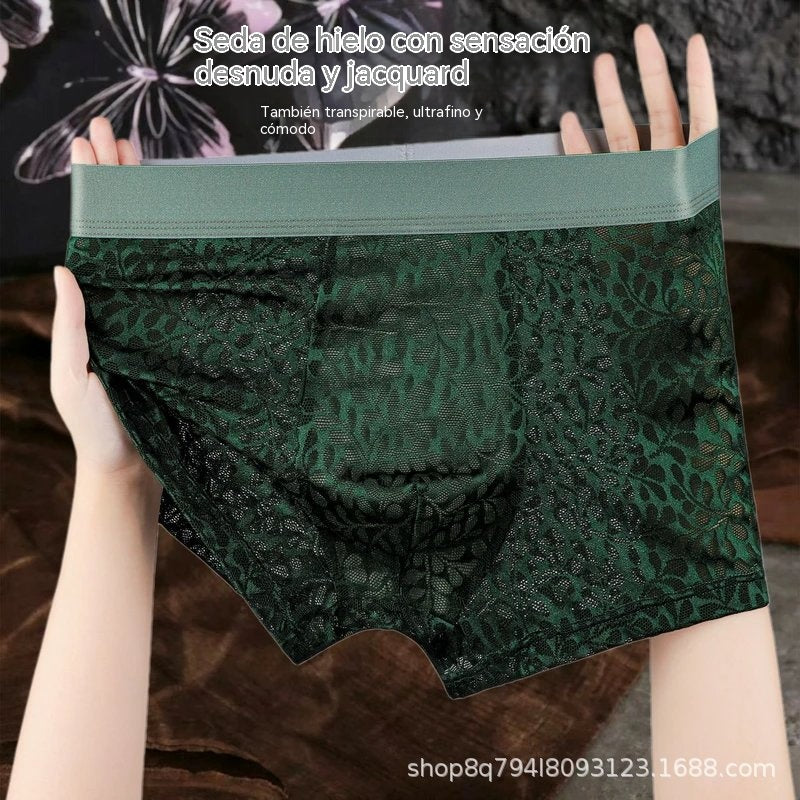 【L-4XL】Ropa interior de malla de seda helada para hombre, tallas grandes, transpirable.-【55-100kg】
