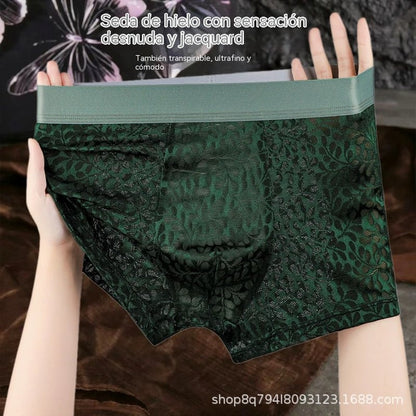 【L-4XL】Ropa interior de malla de seda helada para hombre, tallas grandes, transpirable.-【55-100kg】