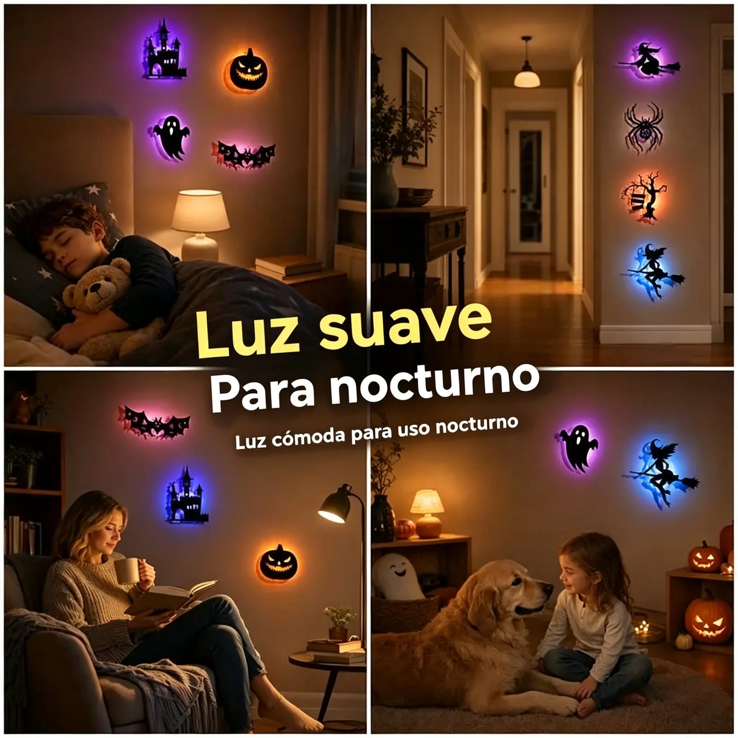 【1 juego de 8 piezas】Solo 24 euros👻Pegatinas de pared de Halloween que brillan en la oscuridad