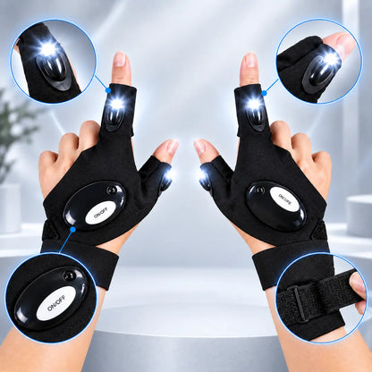 🎣🔦 Guantes con Luz LED para Pesca Nocturna | Guantes con Linterna en los Dedos para Reparaciones, Camping y Emergencias