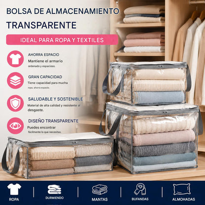 【3 pieza】🔥📦Bolsas de almacenamiento transparentes, grandes, resistentes y reforzadas, ideales para guardar ropa, para mudanzas y para almacenamiento en general.-【Grande + Mediano + Pequeño】