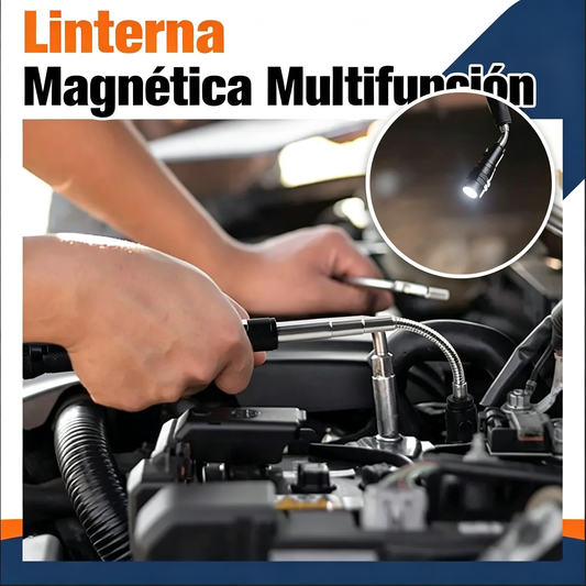 🛠🚗Varilla magnética para reparación de automóviles con tira telescópica flexible y luz LED 💡