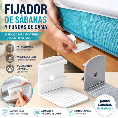 2 juegos, 4 piezas por juego-26€-Sujetadores de sábanas: clips antideslizantes, invisibles y sin agujas que fijan las sábanas y las sábanas bajeras por las esquinas para evitar que se muevan.