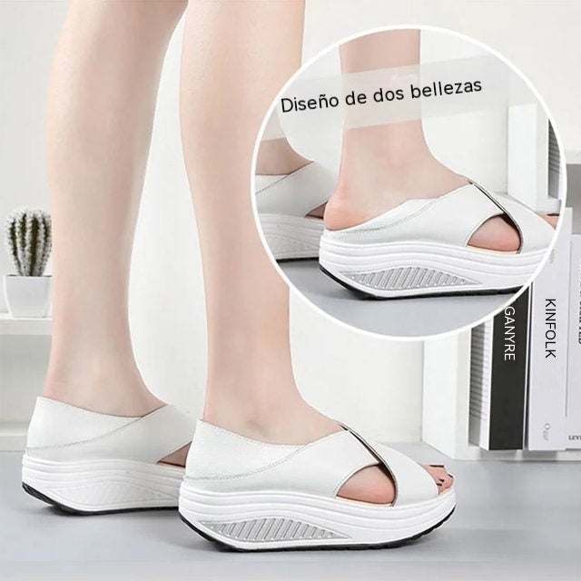 💞【35-43】Sandalias casuales para mujer, modelo 2026, suela gruesa, transpirables, con abertura tipo boca de pez.