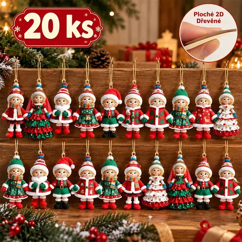 ✨Dvě sady po 40 kusech stojí 580 českých korun🎄2D dřevěné dekorace na vánoční oblečení pro dívky