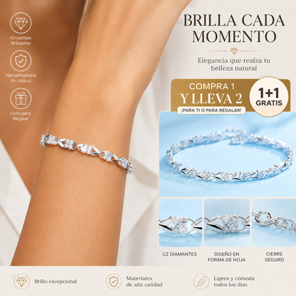 😀👉【Compre 1 y obtenga 1 gratis】💖🍀Love New Fashion Pulsera de plata 925 con un trébol de cuatro hojas para mujer