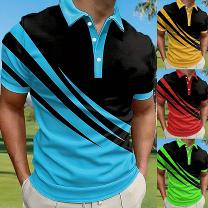 🔥【50%OFF】👔【S-6XL】Nueva camisa polo de verano para hombre con estampado 3D a rayas