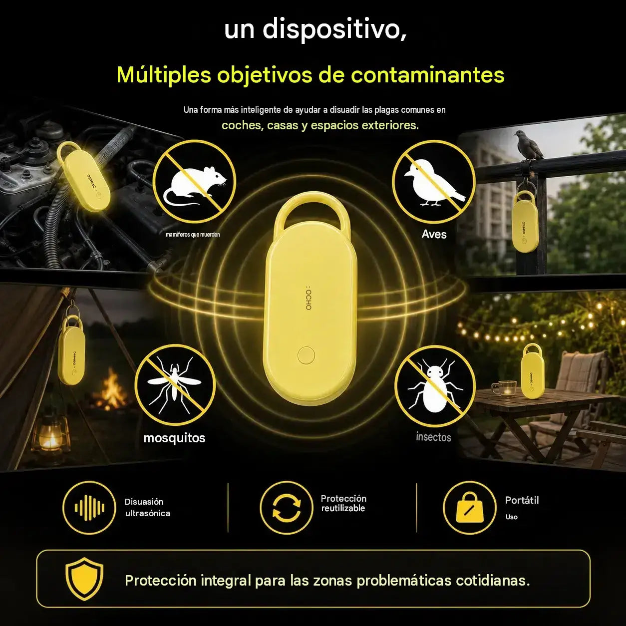 🔥【2 piezas 27 euros】🐦 Repelente de pájaros ultrasónico portátil | Ahuyentador automático para palomas, ideal para balcones, jardines y exteriores