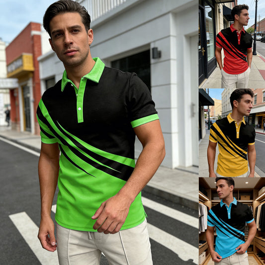 🔥【50%OFF】👔【S-6XL】Nueva camisa polo de verano para hombre con estampado 3D a rayas