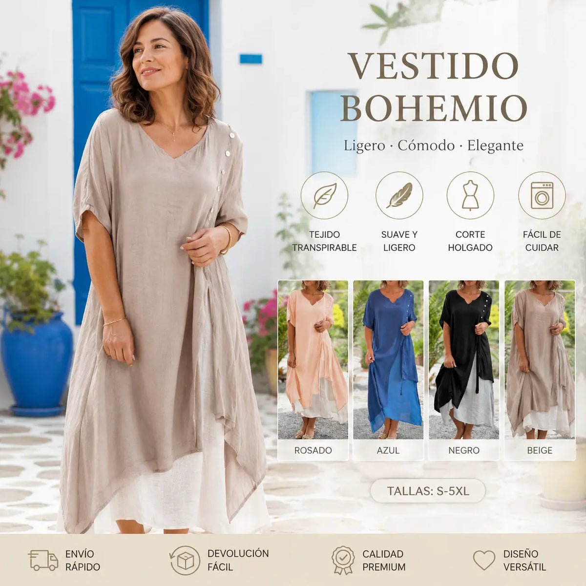 30%OFF【S-4XL】🌸👗Nuevo vestido asimétrico de dos piezas con escote en V