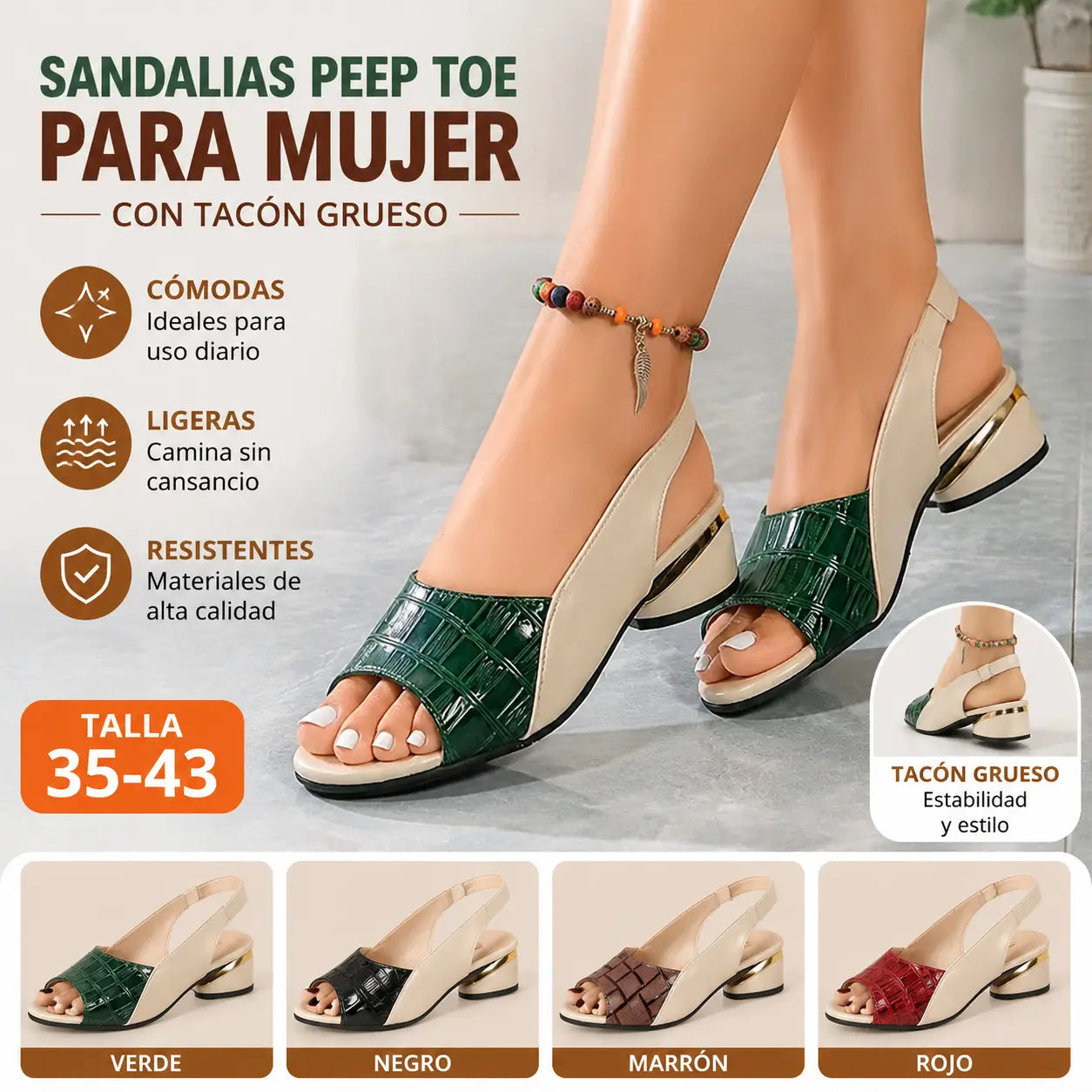 【35-43】 Nuevas sandalias romanas de mujer con tacón grueso y punta abierta de verano