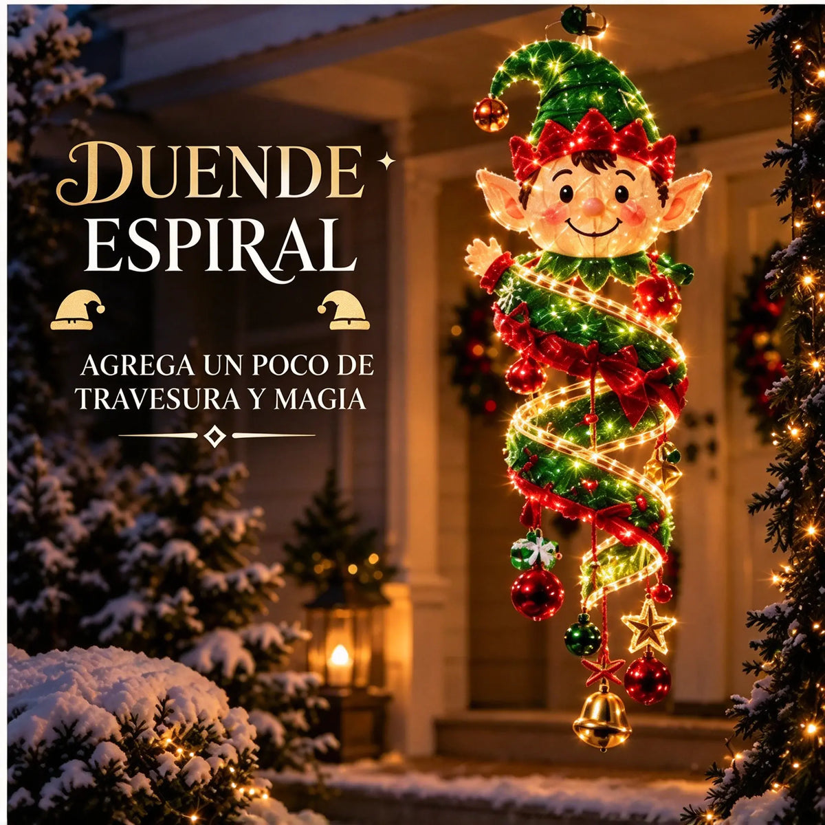 🎄 Colección de luces LED colgantes en espiral con magia navideña ✨