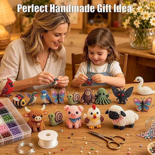 🏆Oferta por tiempo limitado🧵✨ Kit de manualidades que incluye pequeños animales 3D y cuentas