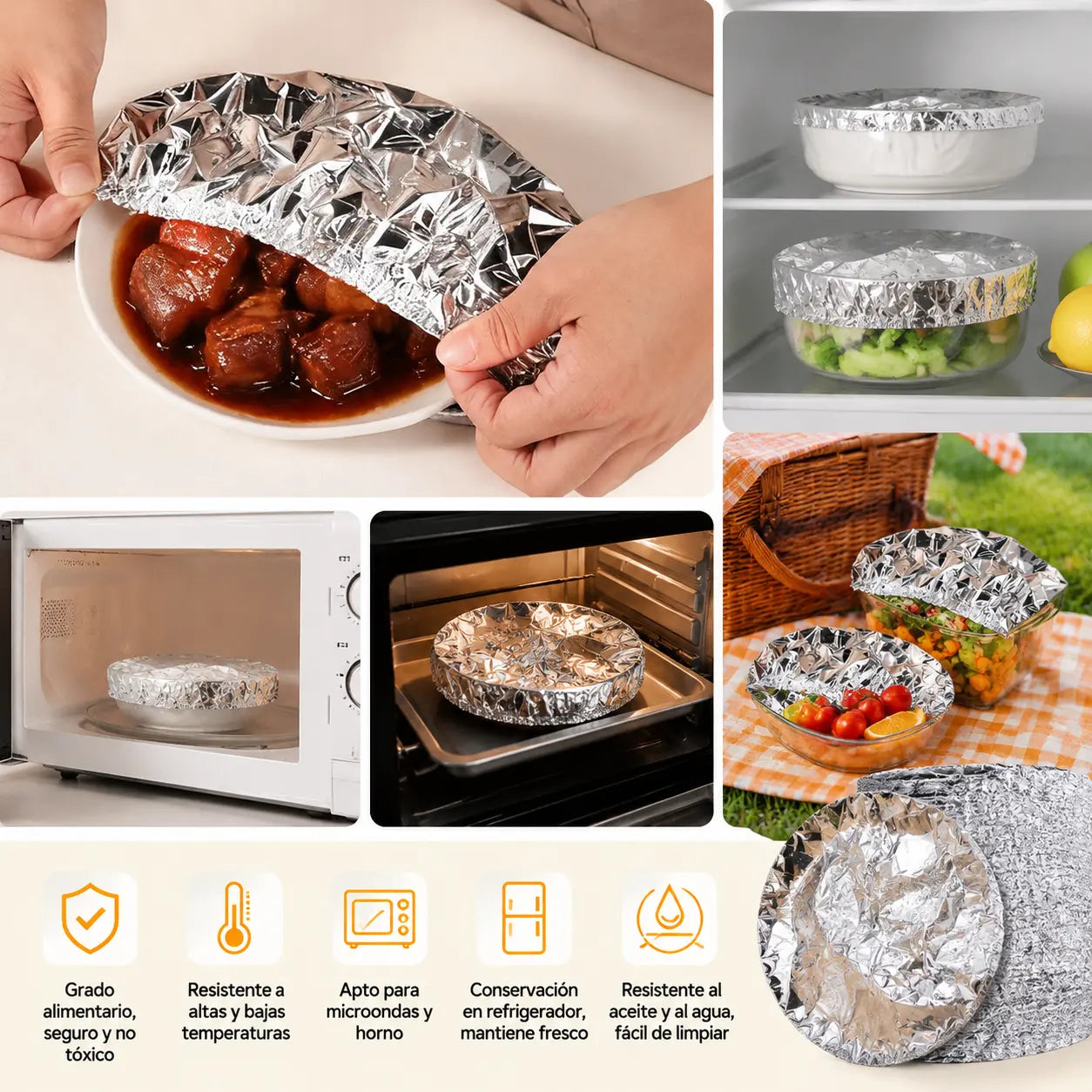 【50piezas】Cubierta térmica de papel de aluminio apto para alimentos