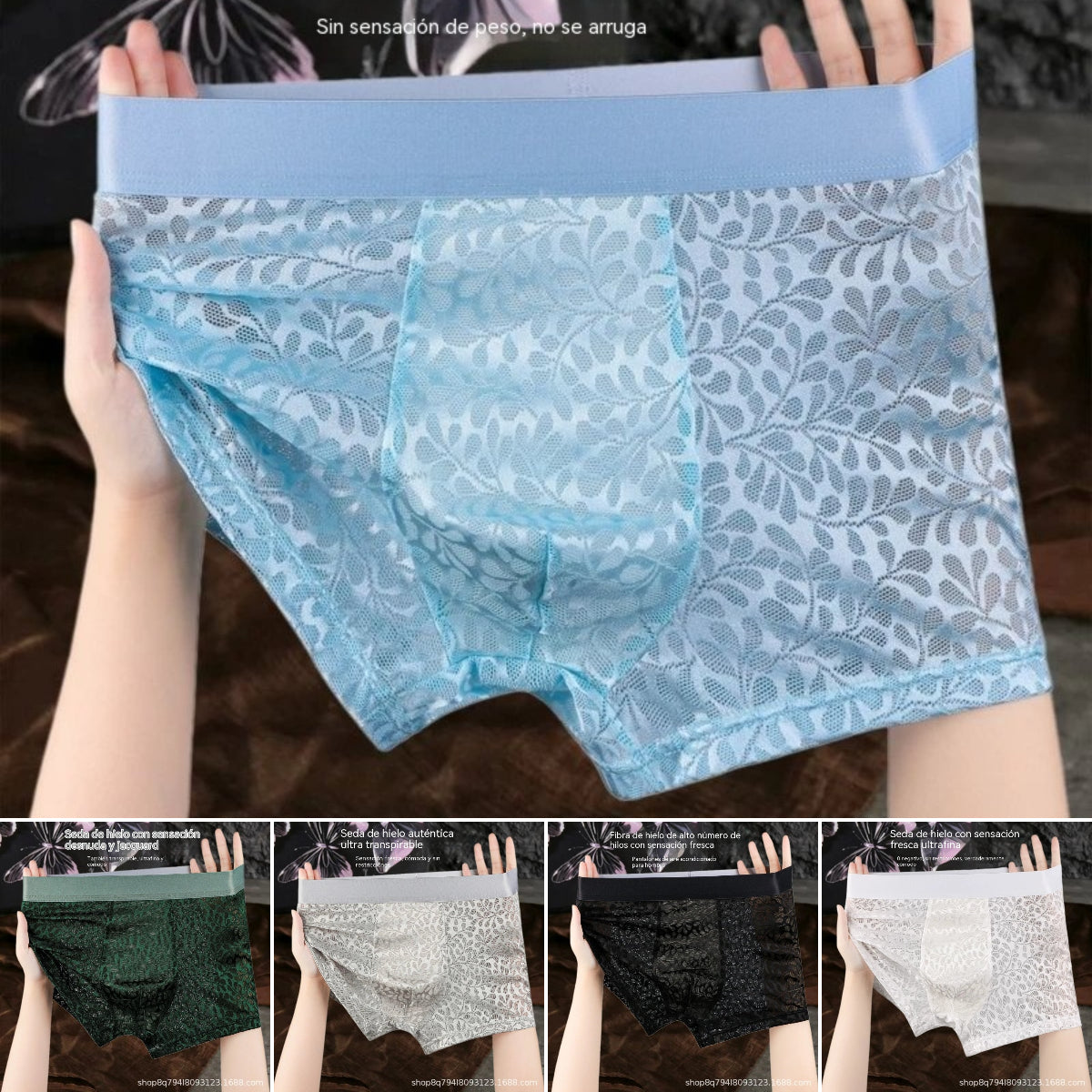 【L-4XL】Ropa interior de malla de seda helada para hombre, tallas grandes, transpirable.