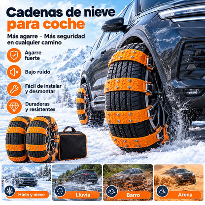 🔥🚗【Paquete de 4, Herramientas de instalación incluidas】🔥 Cadenas de nieve, Cadenas de nieve de emergencia universales para neumáticos de automóvil