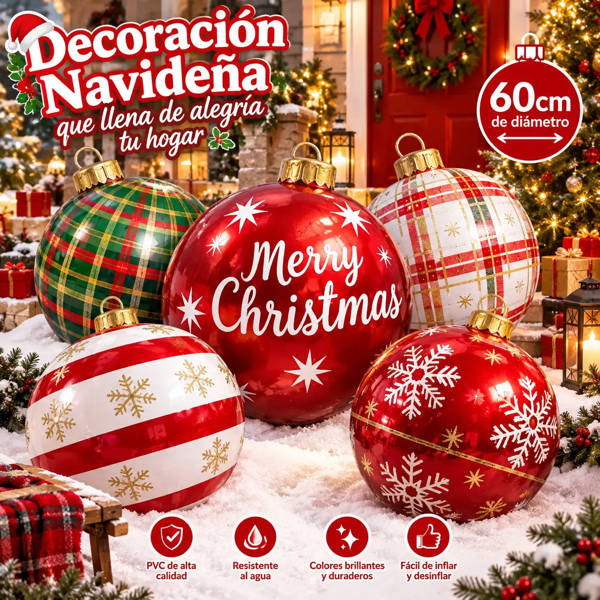 🎃🎅【50%OFF】👻🎄 Bola decorativa inflable de PVC para exteriores – perfecta para Halloween y Navidad