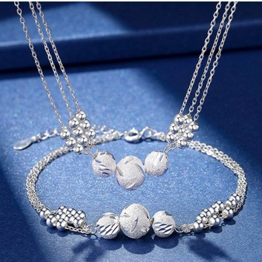 🔥Venta caliente🔥 ✨【Collar + Pulsera】Conjunto de Joyería de Plata 925 con Grabado Elegante 💎