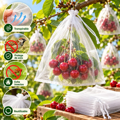 ✅【50 piezas 25 euros（30x20cm）】Red de insectos para moscas de frutas, red de protección de árboles de paisaje para pájaros, bolsas de red de jardín para proteger flores, plantas, frutas, verduras