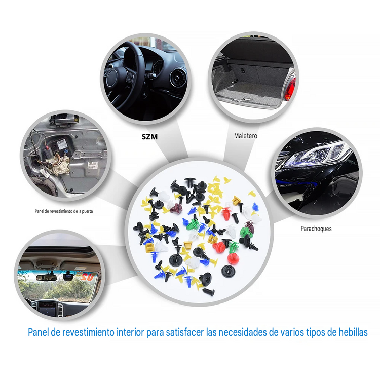 🚗 Kit de 500 Grapas para Coche – Clips Universales de Nylon para Paneles y Tapizados