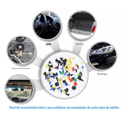 🚗 Kit de 500 Grapas para Coche – Clips Universales de Nylon para Paneles y Tapizados